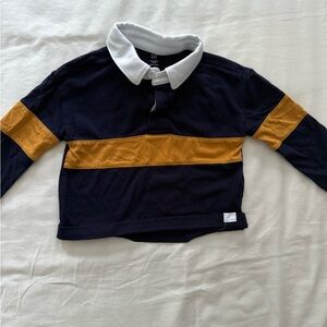 Like New - GAP Toddler Navy and Gold Long Sleeve Polo Shirt
